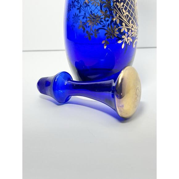 1960s Murano-Style Bohemian Venetian 6-Piece Cobalt Blue Decanter Cordial Set - Picture 8 of 13
